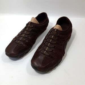 Skechers Brown Leather Sneakers with Minimalist Design